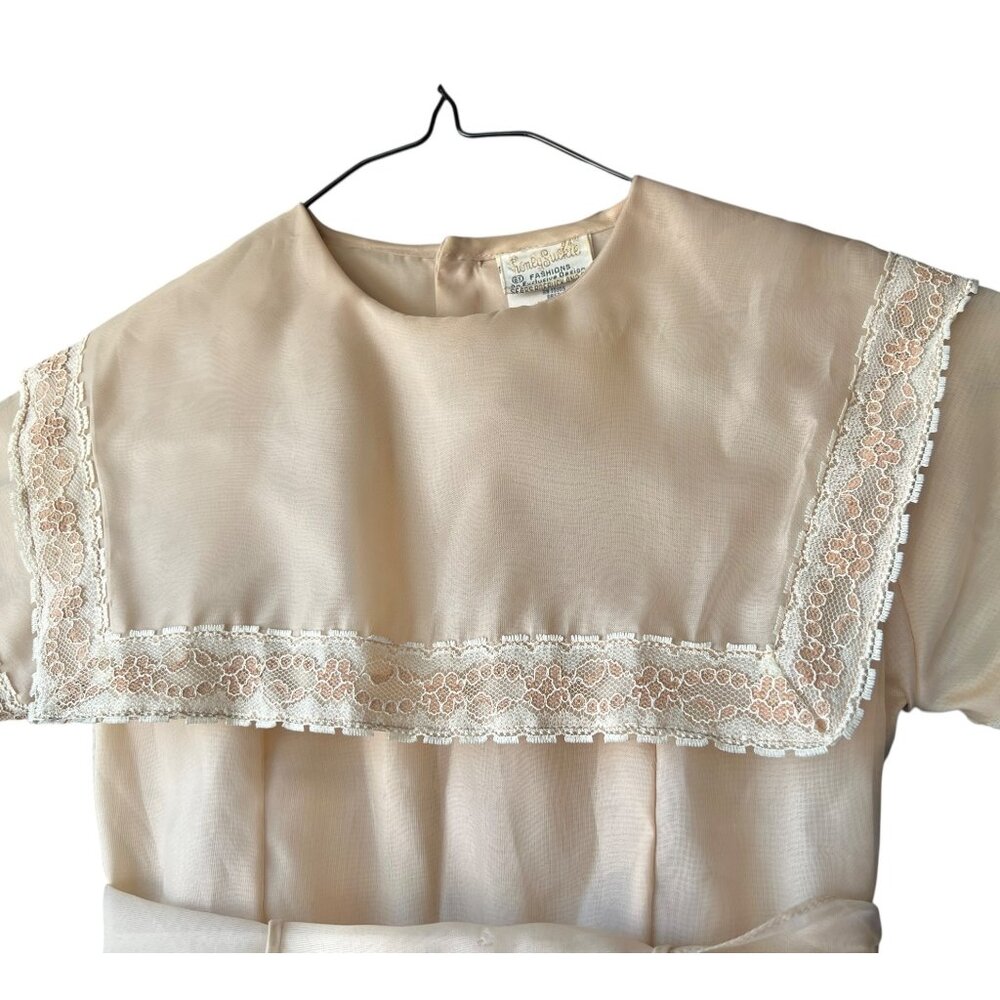 Vintage Honey Suckle Girls Size 6X Dress With Cream Lace Accents & Bow Sash - Picture 12 of 16